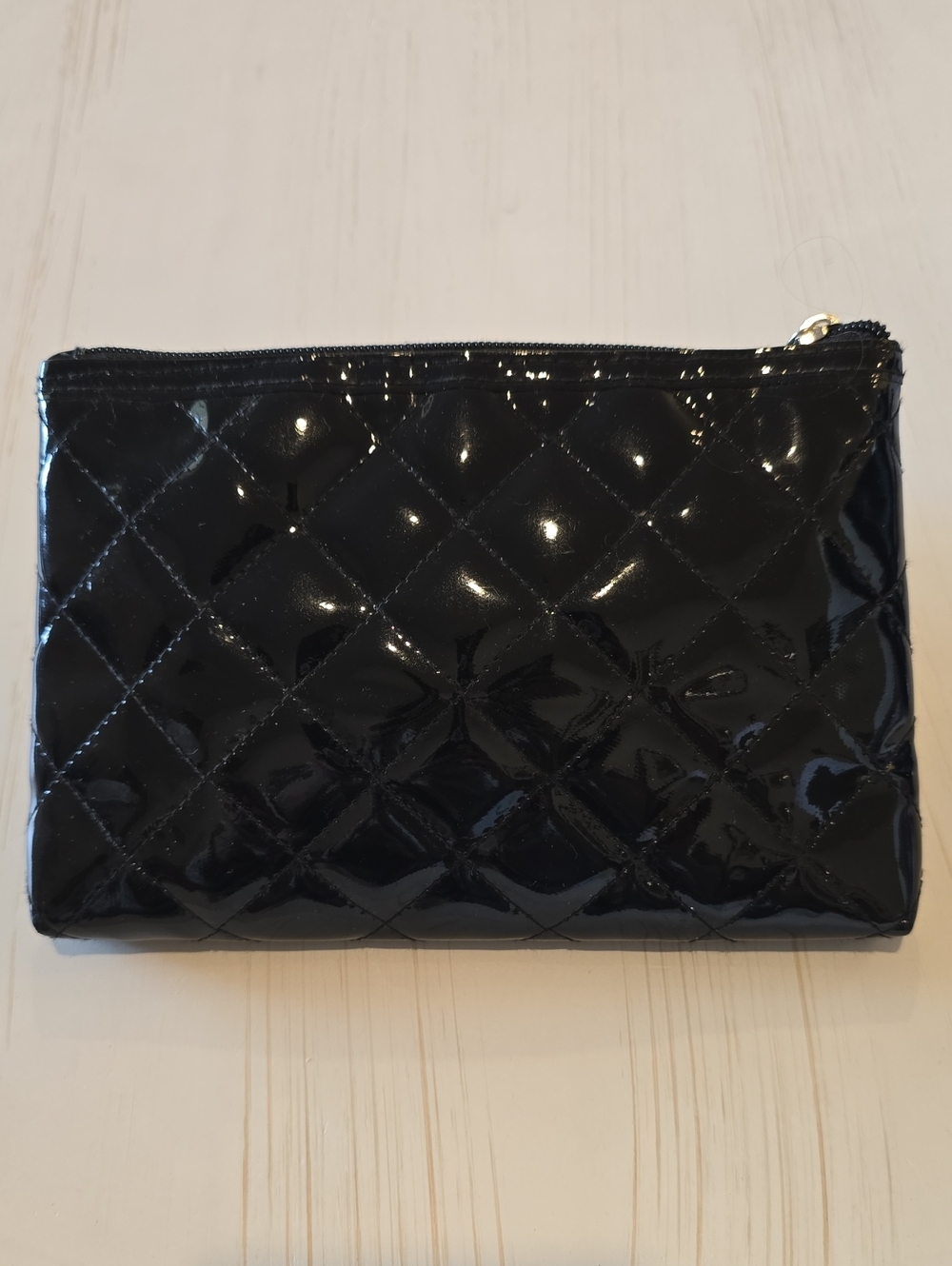 Caboodles Black Quilted Patent Cosmetic Bag with Logo Plaque - Picture 2 of 5